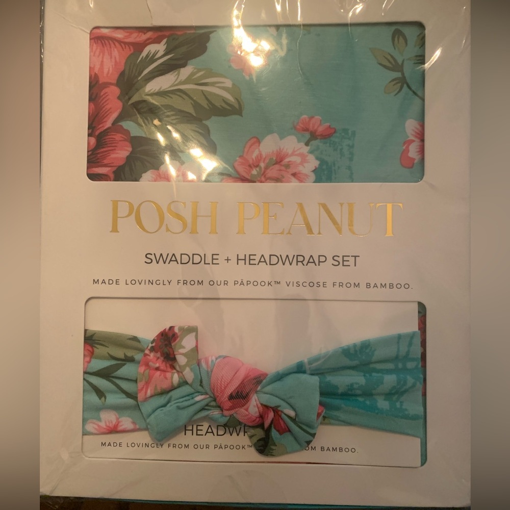 NWT posh peanut swaddle with headband